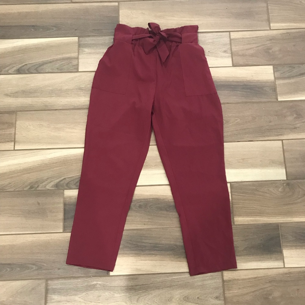Wine red high waisted pants - Picture 4 of 9